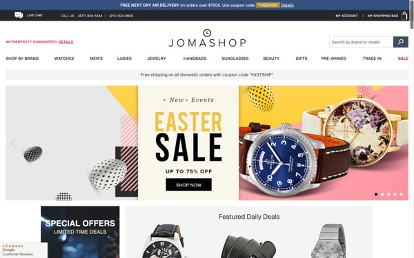 Jomashop.com là trang web cung cấp đồng hồ thương hiệu nổi tiếng giá ưu đãi